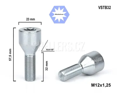 Obrázok produktu pre Skrutka M12x1,25x32 s vnútorným polygónom, VSTB32, priemer hlavy 23 mm, výška 57,5 mm
