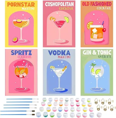 Imagen del producto de Kit de pintura por números, 6 unidades, para adultos, para una relajación creativa