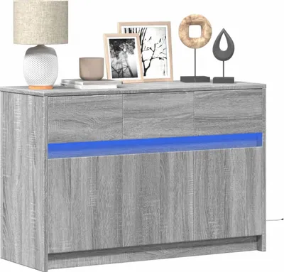 Produktbild von "Rabatt" TV-Schrank - Fernsehschrank - TV-Lowboard - mit LED-Beleuchtung Grau Sonoma 91x34x61 cm - TV-Schränke CC23802
