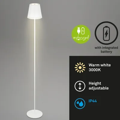 Produktbild von Briloner Leuchten  LED Akku Stehleuchte 2 in 1, Stufenweise Dimmbar, Touch, LED Stehleuchte Aussen, LED Stehlampe kabellos, Weiß