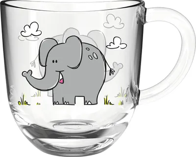 Produktbild von Kindertasse - Glas - Ø 8 cm - mit Elefanten Motiv