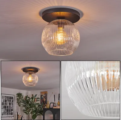 Produktbild von Villamare Deckenlampe aus Metall/Riffelglas in Schwarz/Klar