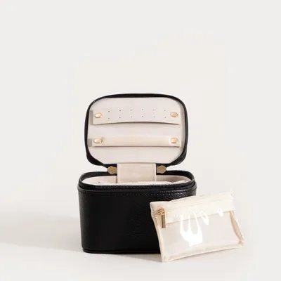 Zdjęcie produktu dla HOMLA Szkatułka na biżuterię BROOK z pokrowcami czarna 13x13x9 cm