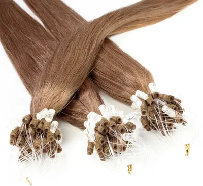 Produktbild von hair2heart Microring Extensions Echthaar glatt 8/1 Hellblond Asch - 25 Strähnen 0.5g 40cm, Echthaar Extensions für dauerhafte Haarverlängerung