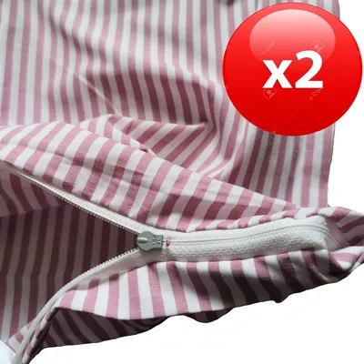 Produktbild von 2er Set Kopfkissenbezug Kissenbezug Kissenhülle 40 x 80 cm Rosa Gestreift 100% Baumwolle Perkal