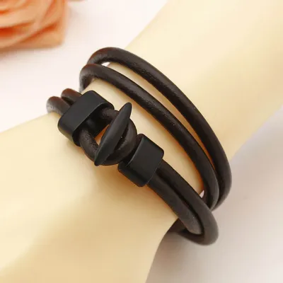 Produktbild von Mode Frauen Männer Multilayer Faux Leder Punk Anker Armband Armreif Geschenk