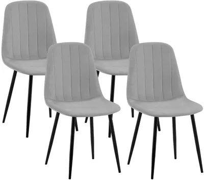 Produktbild von CLP 4er Set Esszimmerstühle Baxter Samtbezug gepolstert mit Rückenlehne bis 150 kg grau