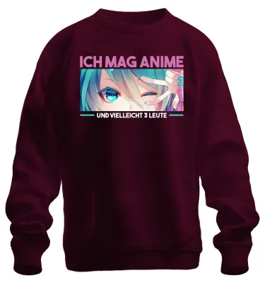 Obrázek produktu pro Mám ráda anime a možná 3 lidi Kawaii Otaku Manga Fan Chibi Uni mikina, vínová, XXL