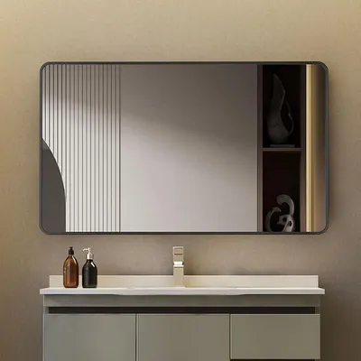 Imagen del producto de Espejo de pared  de 70x120 cm. Espejo con marco de metal. Espejo rectangular decorativo de alta definición de 120x70 cm con marco , ideal para baños, lavabos, dormitorios y salones