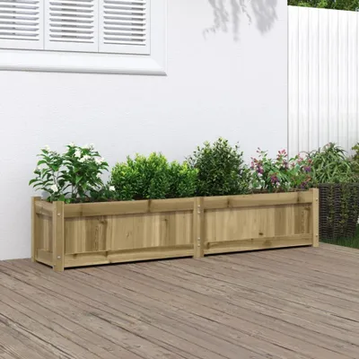Produktbild von Pflanzkübel aus imprägniertem Kiefernholz, 150x31x31 cm, Pflanztrog-Bausatz für Gemüse und Kräuter im Garten, auf Terrasse und Balkon sowie als Dekoration für Kräuter, Gemüse und Blumen