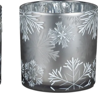 Produktbild von Teelichthalter, Windlicht EISKRISTALL H. 15cm braun weiß Glas Formano WA