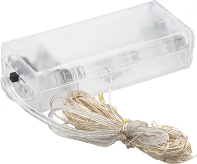 A battery pack with a string of small LED lights attached.