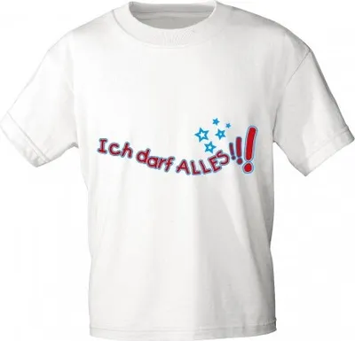 Produktbild von Kinder T-Shirt mit Aufdruck - Ich darf alles - 06981 - weiß - Gr. 86-164 Größe -