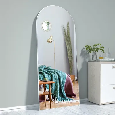 Imagen del producto de Espejo de cuerpo, forma arqueada, 165x60 cm, de pie, con soporte, para dormitorio