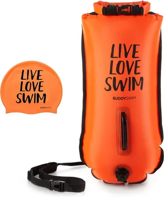 Produktbild von Buddyswim Schwimmboje Drybag 2 Liter Sicherheitsboje Boje Open Water Bademütze