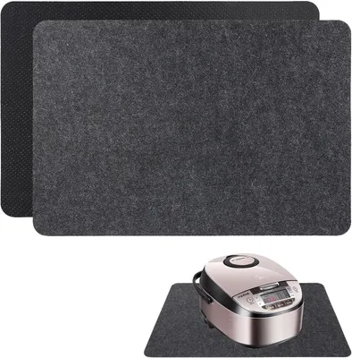 Image de Lot de 2 tapis ignifuges, tapis de protection thermique, plaques de protection thermique, couvertures ignifuges pour machines à café, micro-ondes, grille-pain, friteuses à air chaud (30 x 45 cm, noir)