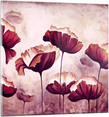 Produktbild von Bilder auf glas - Mohn Blume Wiese - 30x30cm - Glasbilder - Wandbilder - Kunstdruck - zum Aufhängen bereit - Wanddekoration aus Glas - Glas Bilder - Wandbild auf Glas - Einteilig - GAC30x30-3934