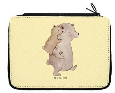 Produktbild von Mr. & Mrs. Panda Federmäppchen Papa Bär - Gelb Pastell - Geschenk, Onkel, Federtasche, Schlampermäppchen, Vatertag, Bleistiftetui, Stifteetui, Mäppchen, Geburtstag