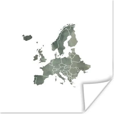 Produktbild von MuchoWow® Poster Europa-Karte - Aquarell - Grau 100x100 cm - Babyzimmer