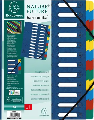 Image de EXACOMPTA Classeur à levier, DIN A4, carton, 24 compartiments, bleu