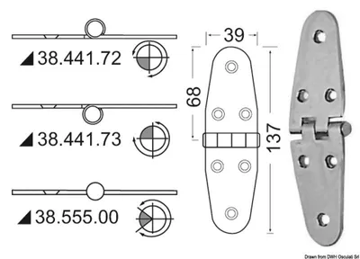 Produktbild von Scharnier standard Bolzen 137 x 39 mm Osculati 38.441.72