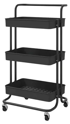 Productafbeelding van FORNOR servicewagen met wielen, kunststof, zwart, 42 x 38 x 84 cm