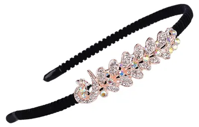 Produktbild von Elegantes Damen-Haarband, rutschfest, Haarreif, Haarschmuck mit Strassblumen, Haaraccessoires C