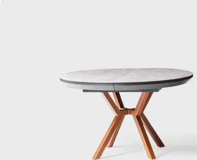 Produktbild von Runder Esstisch Luxus Esszimmertisch Küchentisch Grau Esszimmer Holz