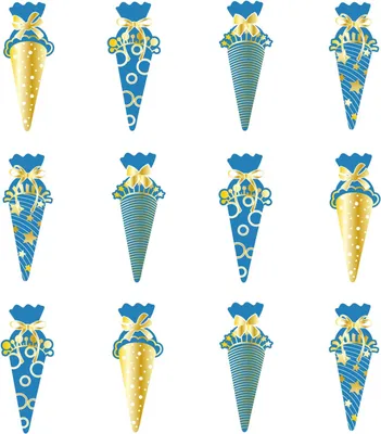 Produktbild von Oblique Unique Zuckertüte Schultüte Konfetti 12 Stk Schuleinführung Einschulung Schulanfang Streu Deko - blau gold