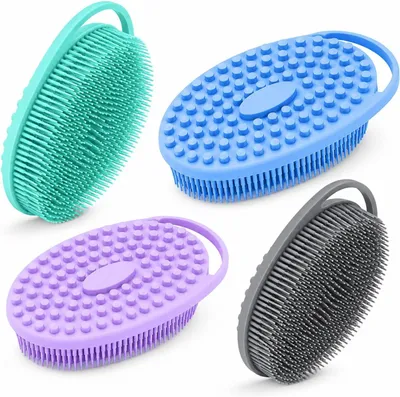 Productafbeelding van 4-delige set siliconen bodyscrubpads voor de douche