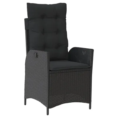 Image de vidaXL Fauteuil de jardin Réglable avec coussins Noir Poly Rattan