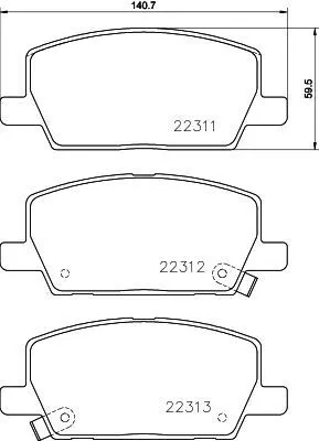 Produktbild von HELLA Bremsbeläge Satz Vorne Bremsklötze für OPEL Mokka / Mokka X (J13) 8DB 355 040-001