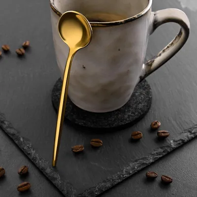 Produktbild von Elegante Kaffeelöffel Set von 6 - Goldfarbenes Edelstahl - Spülmaschinenfest