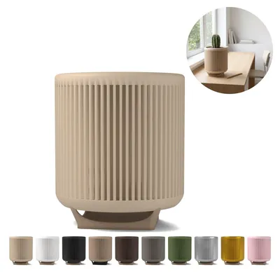 Produktbild von Übertopf geriffelt Mid-Century 9,4 cm auf Dreibein, 3D-Druck PLA – Beige