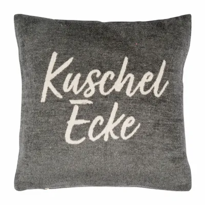 Produktbild von pad Kissenhülle Snug 45 x 45 grau mit Schriftzug aus Baumwollmischung und RV