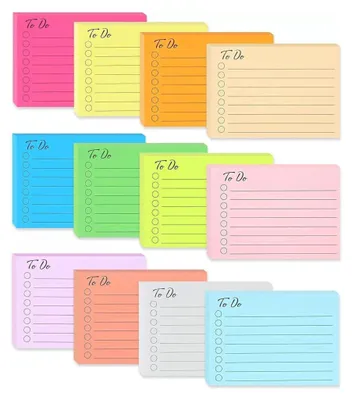 Produktbild von 12 Blöcken Haftnotizen, 504 Blätter To Do Liste Haftnotizblock Linierte Notizzettel Sticky Notes Selbstklebend für Familie Schule Büro