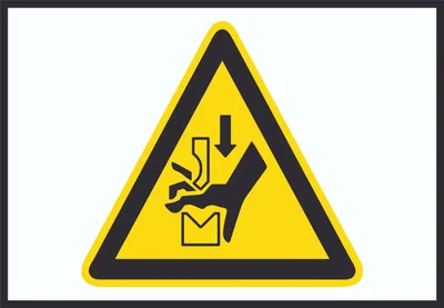 Produktbild von Achtung Quetschgefahr zwischen Werkzeugen einer Presse Symbol A6 (105x148mm) Schild
