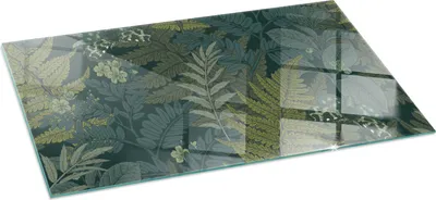 Produktbild von Glasbodenplatte für 100x50 cm – Kaminofen – Kaminplatte Glas – Schutzglas – Funkenschutzplatte –Glasbodenplatte Feuerfeste – Hitzeschutzplatte – Bodenschutz aus Glas – Pflanzenmotive mit Schmetterlingen