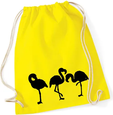 Produktbild von Huuraa Turnbeutel Flamingos Silhouette 12 Liter Yellow Baumwolle Rucksack Geschenkidee