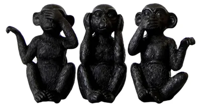 Produktbild von 3 Weise Affen-Statue: Hören, Sehen, Sprechen Nichts Böses - Affenfiguren für Zuhause und Feng Shui