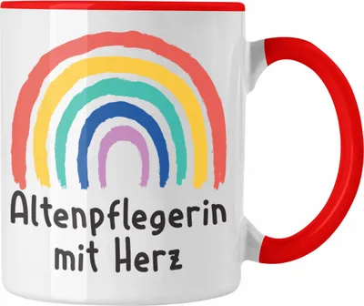 Produktbild von Trendation - Altenpflegerin mit Herz Tasse Geschenk mit Spruch Kaffeetasse Zubehör Dankeschön (Rot)