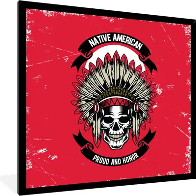 Produktbild von MuchoWow® MuchoWow® Gerahmtes Poster Indianooi - Totenkopf - Vintage - Zitat 40x40 cm - Poster mit zchwarzem Bilderrahmen - Mit Rahmen - Wanddekoration Schlafzimmer