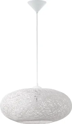 Produktbild von EGLO Pendelleuchte Campilo, 1 flammige Hängelampe, Hängeleuchte, Esstischlampe in Weiß, Wohnzimmerlampe hängend mit E27, Ø 45 cm