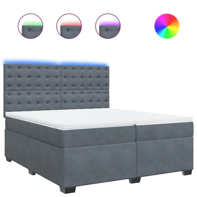 Produktbild von Boxspringbett mit Matratze Dunkelgrau 200x200 cm Samt