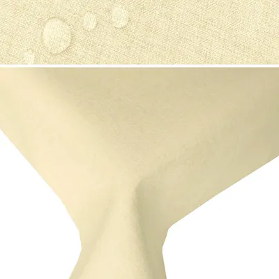 Produktbild von LEINEN Optik eckig 130x300 CHAMPAGNER Creme Tischdecke bügelfrei pflegeleicht Fleckschutz Lotuseffekt  Leinenoptik