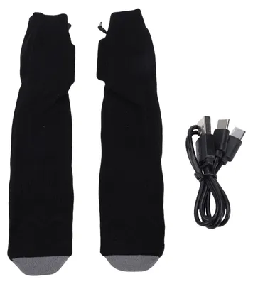 Image de Chaussettes chauffantes rechargeables, chaussettes électriques chauffantes pour les pieds et les jambes, avec réglage de la température, lavables en machine, idéales pour le ski, le camping, la pêche, la randonnée. Couleur : noir