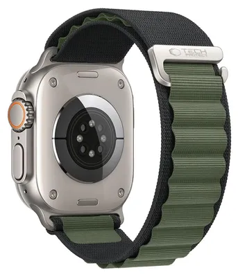 Obrázok produktu pre Remienok TECH-PROTECT NYLON PRO pre Apple Watch 8 / 9 / 10 / 11 / 12 / SE / ULTRA (44 / 45 / 46 / 49 mm), čierny / zelený