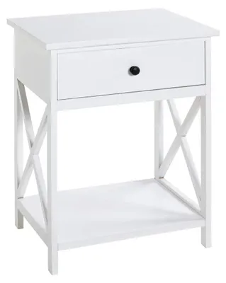Beistelltisch mit Schublade, weiß, MDF, 46x60x35 cm