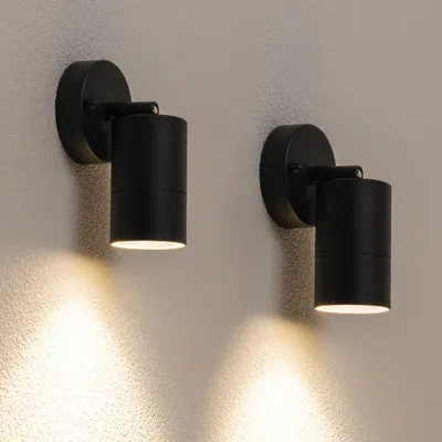 Image de HOFTRONIC - Lot de 2 appliques murales LED 4W 4000K Dimmable IP44 Noir