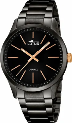 Image de Lotus mens montre minimaliste élégant L18162/2 montre-bracelet en acier noir UL18162/2